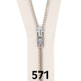 Broek rits metaal | zilver fijn | 18 cm | YKK | 571 ecru Rits RITS - BROEK - SILVER - 4.5 - 18CM - 571 - ECRU